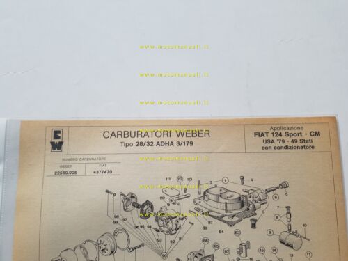 Weber carburatore 28-32 ADHA 3/179 Fiat 124 SPORT USA cond.1979 …