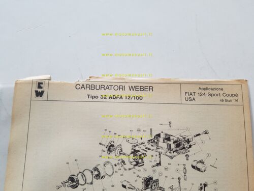 Weber carburatore 32 ADFA 12/100 Fiat 124 SPORT Coupè USA …