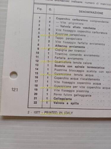 Weber carburatore 32 DATRA 10.200 Fiat X1.9 California 1977 catalogo …
