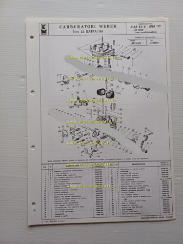 Weber carburatore 32 DATRA 101 Fiat X1.9 USA condizionat. 1977 …