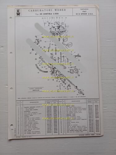 Weber carburatore 32 DMTRA 1.200 Fiat X1.9 Spider USA 1974 …