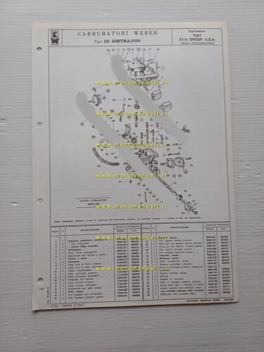 Weber carburatore 32 DMTRA 200 Fiat X1.9 Spider USA 1974 …