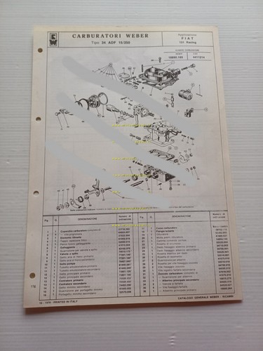 Weber carburatore 34 ADF 15.250 Fiat 131 Racing 1978 catalogo …