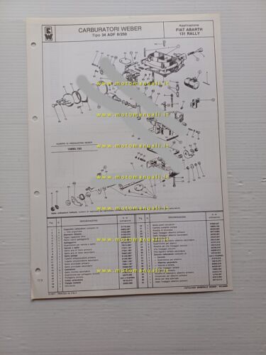 Weber carburatore 34 ADF 8.250 Fiat Abarth 131 Rally 1977 …