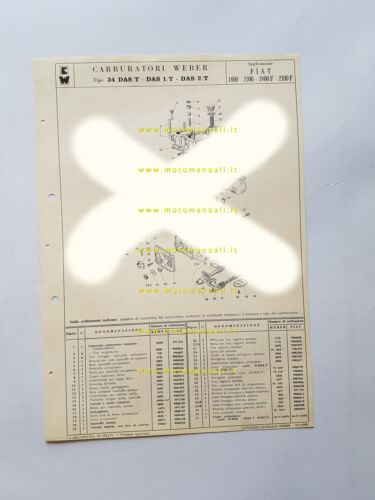 Weber carburatore 34 DAS/T-/1T-/2T Fiat 1800 2100 1964 catalogo ricambi …