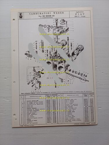 Weber carburatore 38 DCOE 25 Fiat 2300 S Coup 1965 …
