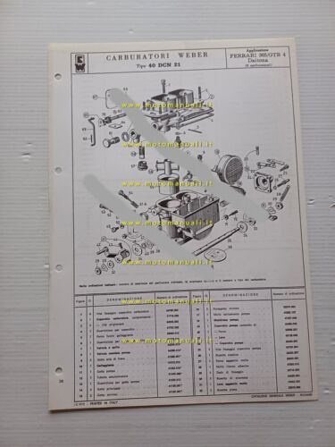Weber carburatore 40 DCN 21 Ferrari 365 GTB.4 Daytona 1970 …