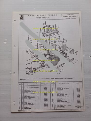 Weber carburatore 40 DCNF 13 Ferrari Dino 206 GT 1971 …