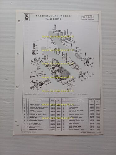 Weber carburatore 40 DCNF 6 Fiat Dino Spider Coup 1971 …