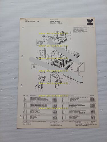 Weber carburatore 40 DCOE 128-129 Alfa Romeo Giulietta 1.6 1980 …