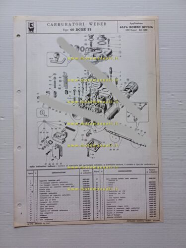 Weber carburatore 40 DCOE 33 Alfa Romeo Giulia 1.6 1968 …