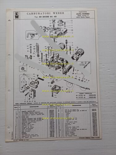 Weber carburatore 40 DCOE 44-45 Alfa Romeo Junior Z 1.6 …