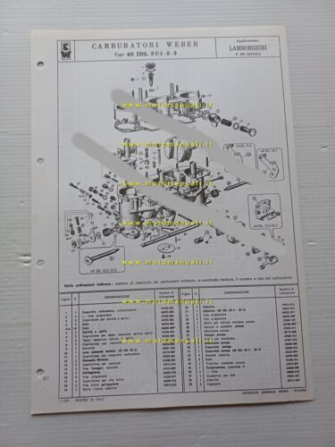 Weber carburatore 40 IDL 3 C1-2-3 Lamborghini P 400 Miura …