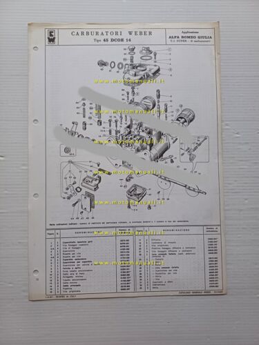 Weber carburatore 45 DCOE 14 Alfa Romeo Giulia TI Super …