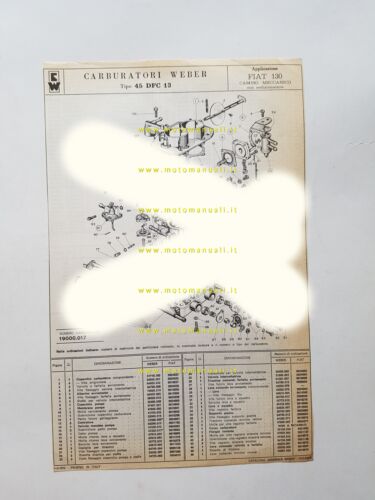 Weber carburatore 45 DFC 13 Fiat 130 Cambio Manuale Condiz.1972 …