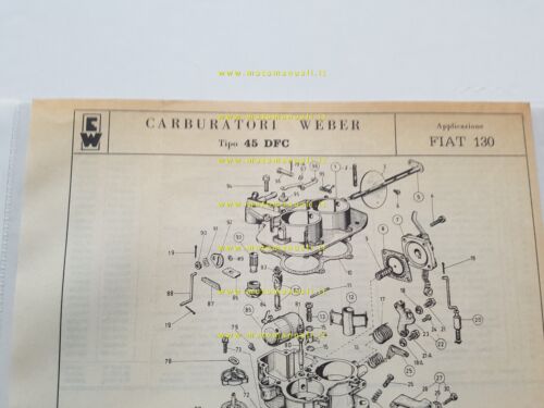 Weber carburatore 45 DFC Fiat 130 1970 catalogo ricambi + …