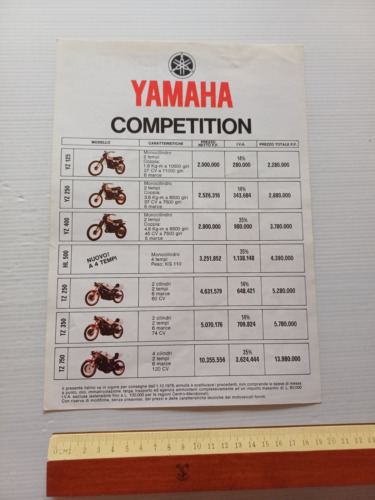 Yamaha Competition - Street listino-catalogo 1979 depliant originale ITALIANO