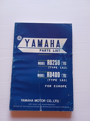 Yamaha RD 250 1A2 - RD 400 1A3 1976 catalogo …