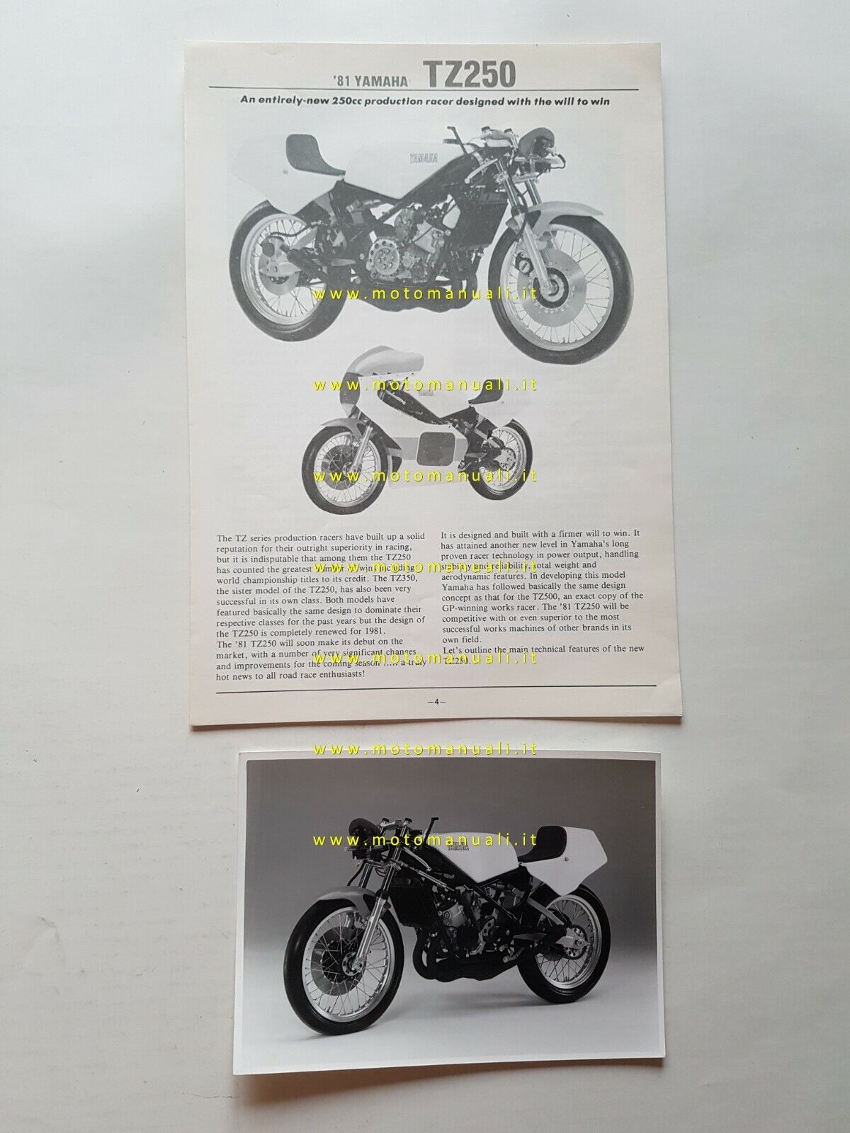 Yamaha TZ 250 GP Racing 1981 presentazione cartella stampa originale …