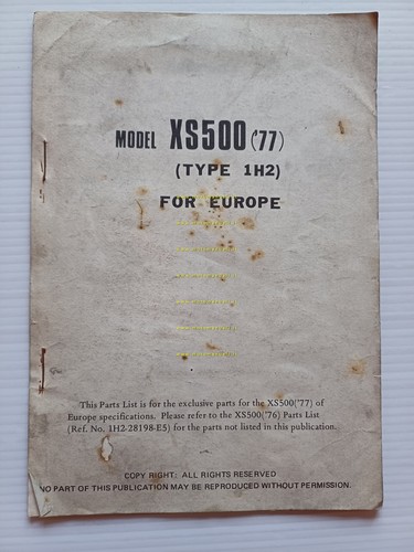 Yamaha XS 500 1H2 1977 varianti catalogo ricambi per Europa …