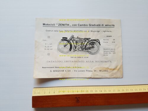 Zenith 8-10 HP Tipo da Corsa 1913 depliant originale