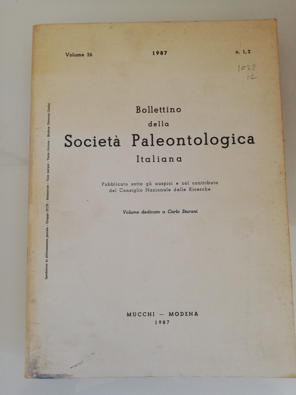 Bollettino della Società Paleontologica Italiana, vol. 26, 1987, Mucchi