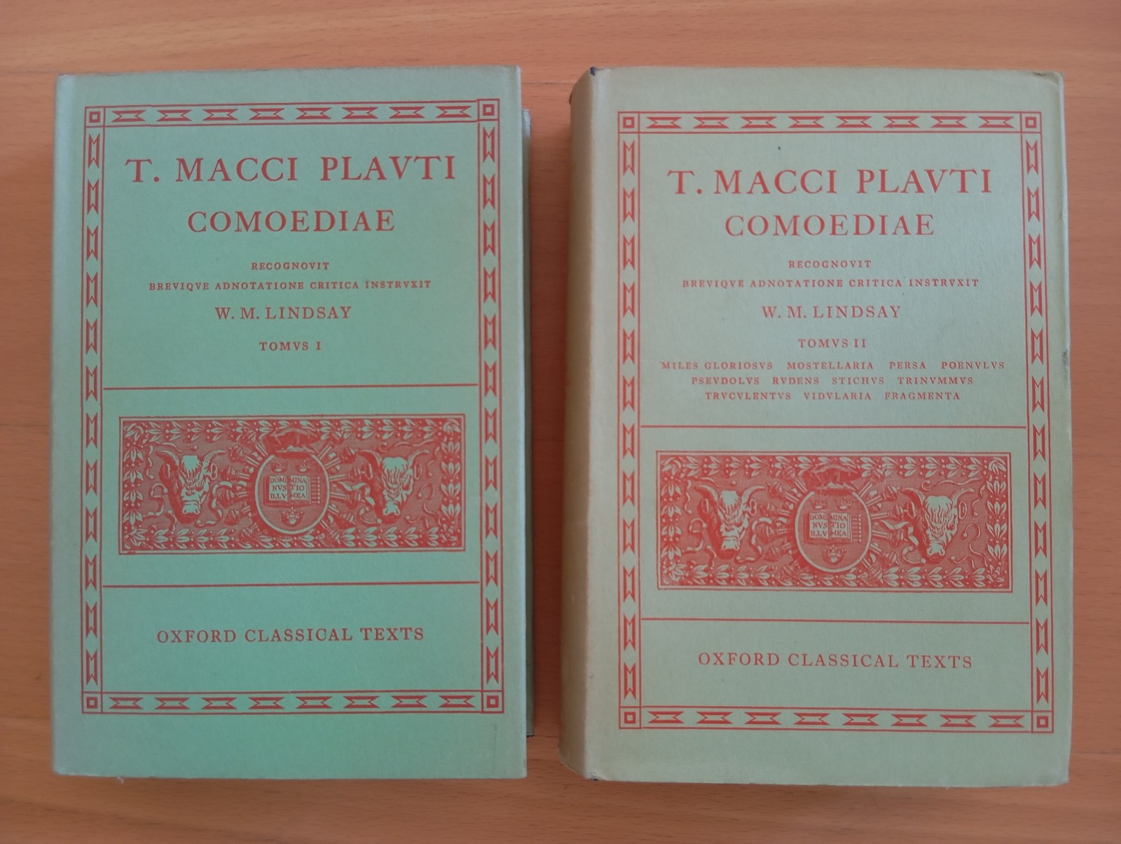 Comediae, T. Macci Plauti, W. M. Lindsay, due volumi, Oxford …