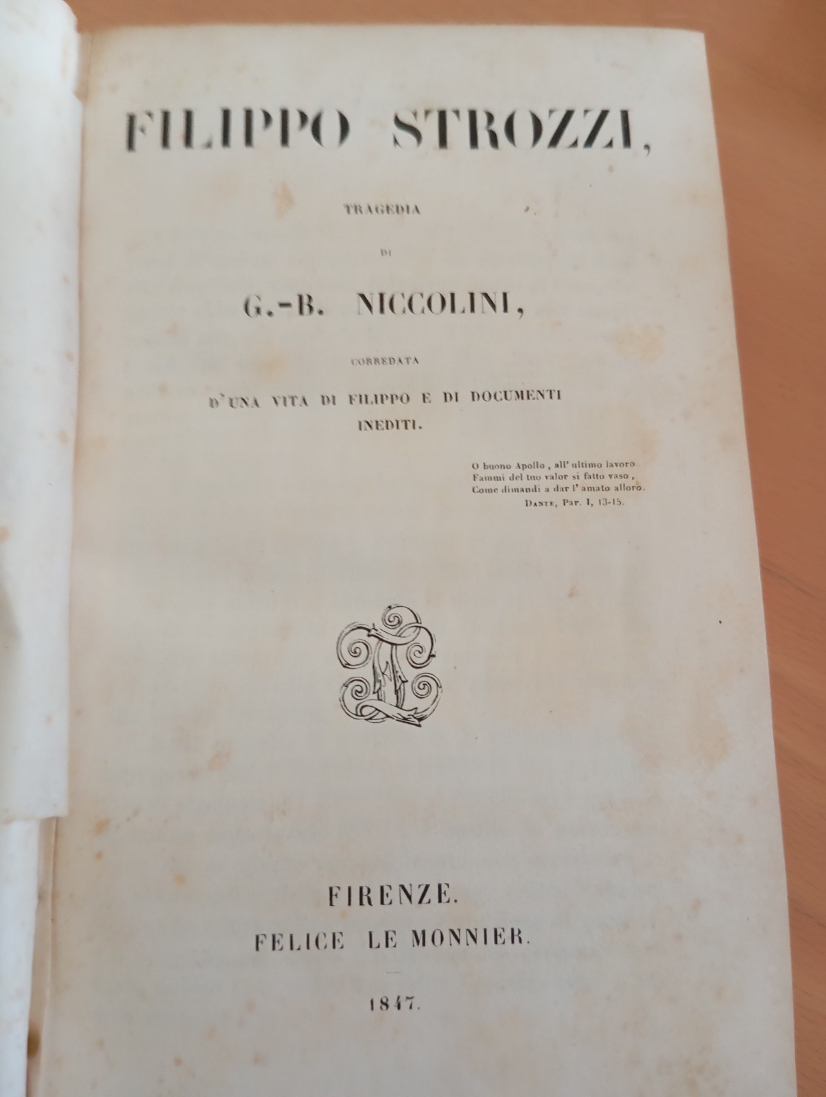 Filippo Srozzi, G. B. Niccolini, Le monnier, 1847