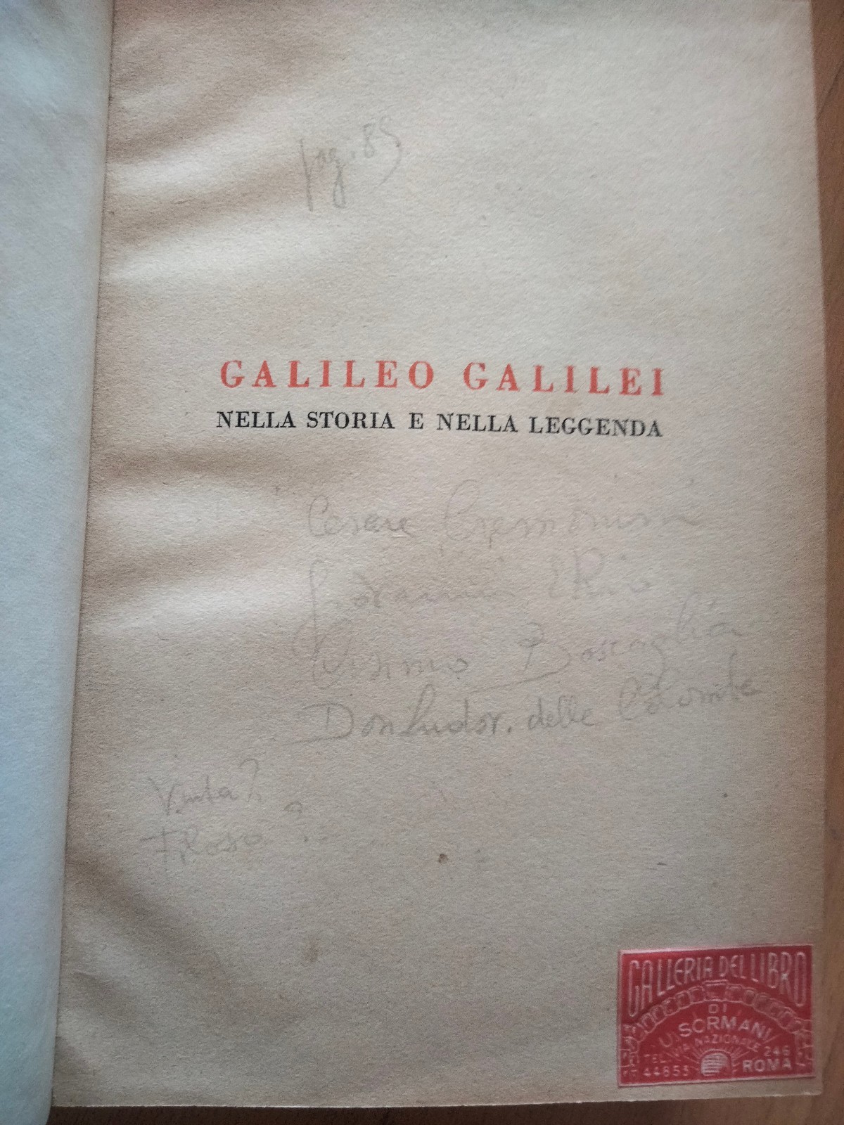 Galileo Galilei nella Storia e nella leggenda, Carotenuto, Vallecchi, 1941