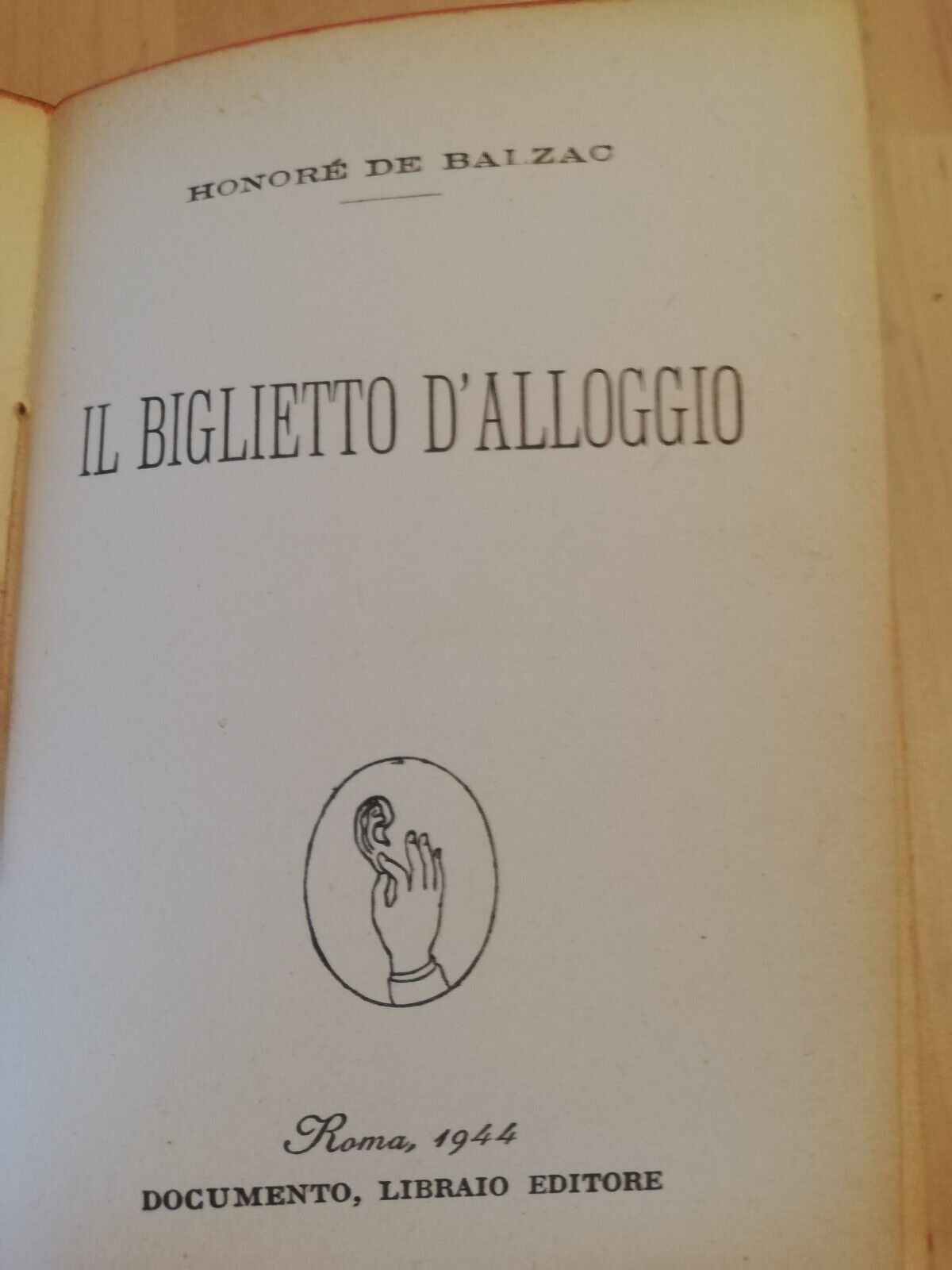 Il biglietto d'alloggio, Honoré De Balzac, 1944, Documento