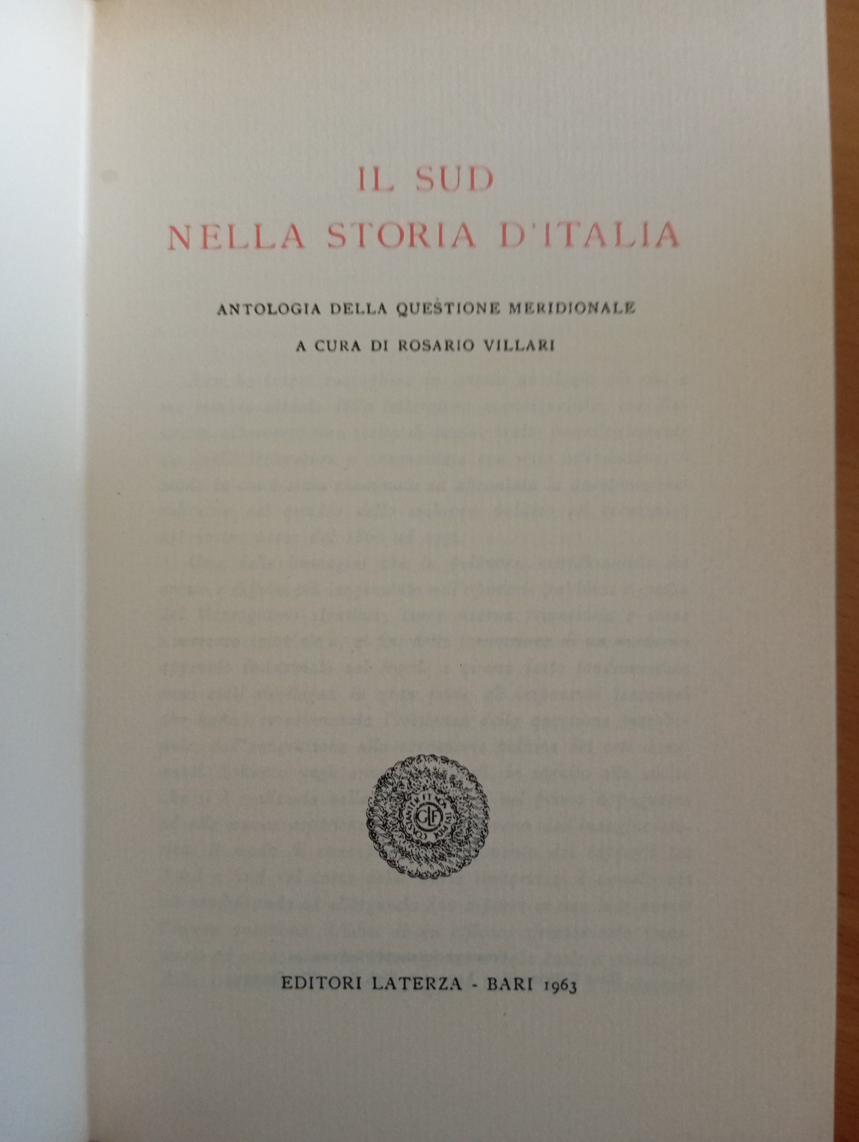 Il sud nella storia d'italia, Rosario Villari, Laterza, 1963