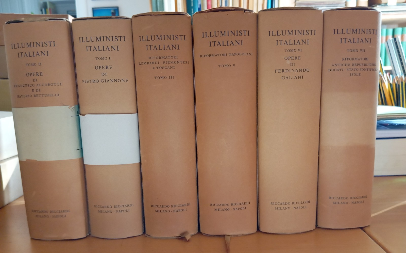 Illuministi italiani, opera completa 6 tomi, Ricciardi, Venturi, 1958-1975