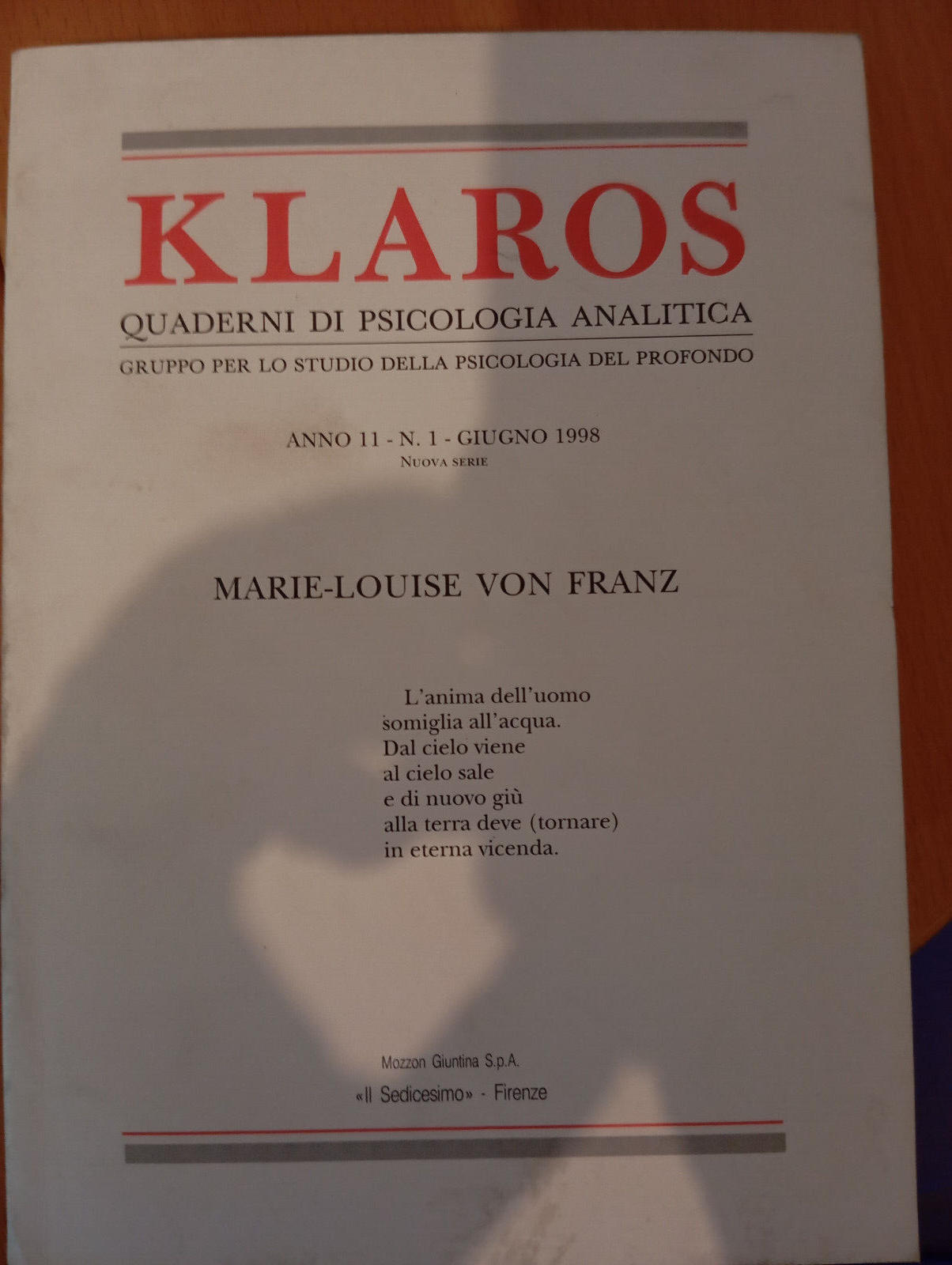 Klaros Quaderni di psicologia analitica, 1-2 , 1998, Marie-Louise Von …