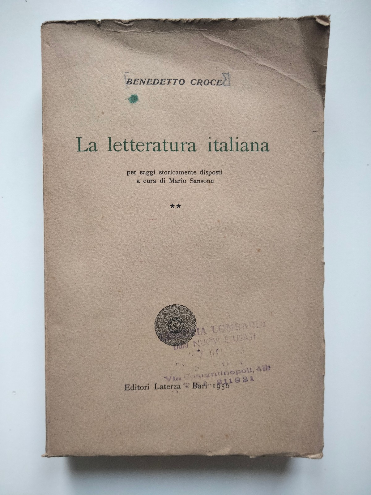La letteratura italiana, Benedetto Croce, Laterza, 1950