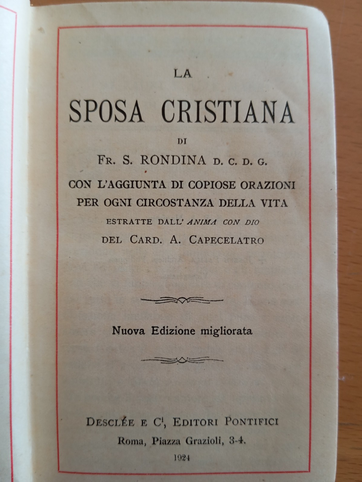 La sposa cristiana, Di Fr. S. Rondina, Editori Pontifici, 1924