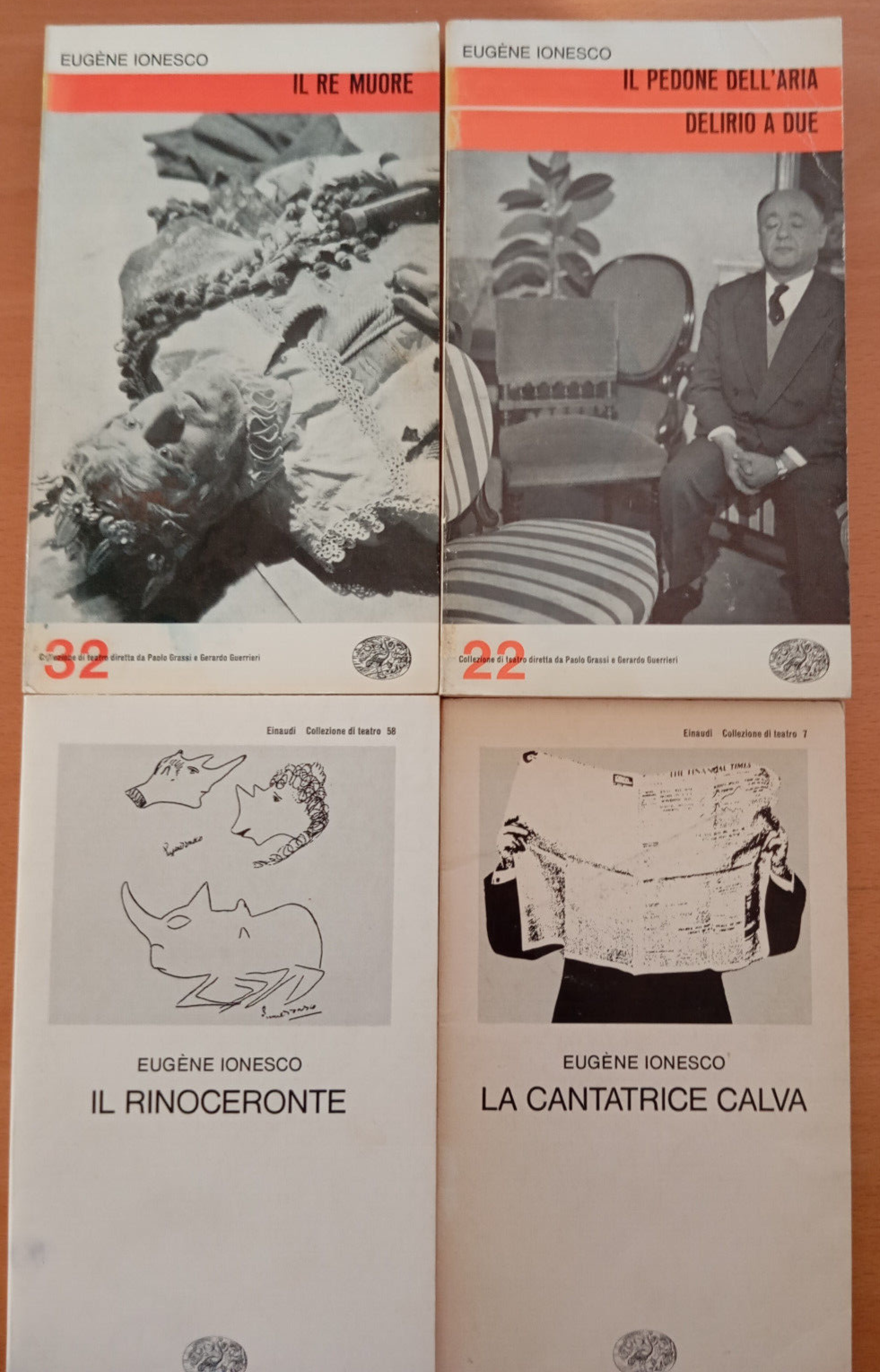 Lotto 4 libri Ionesco Einaudi, Rinoceronte, Cantatrice calva, re muore, …