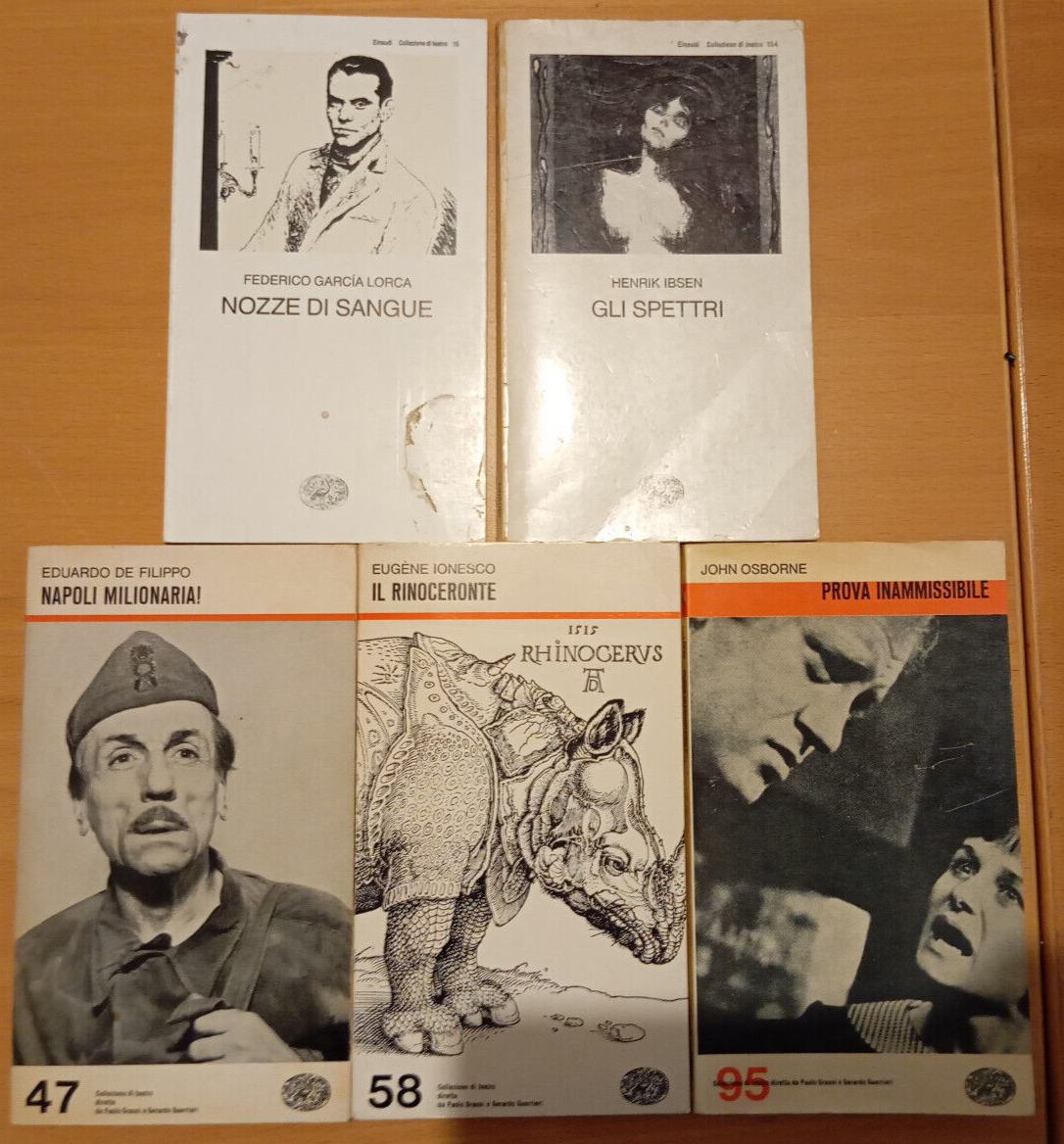 Lotto 5 libri teatro Einaudi, De Filippo, Ionesco, Lorca, Ibsen, …