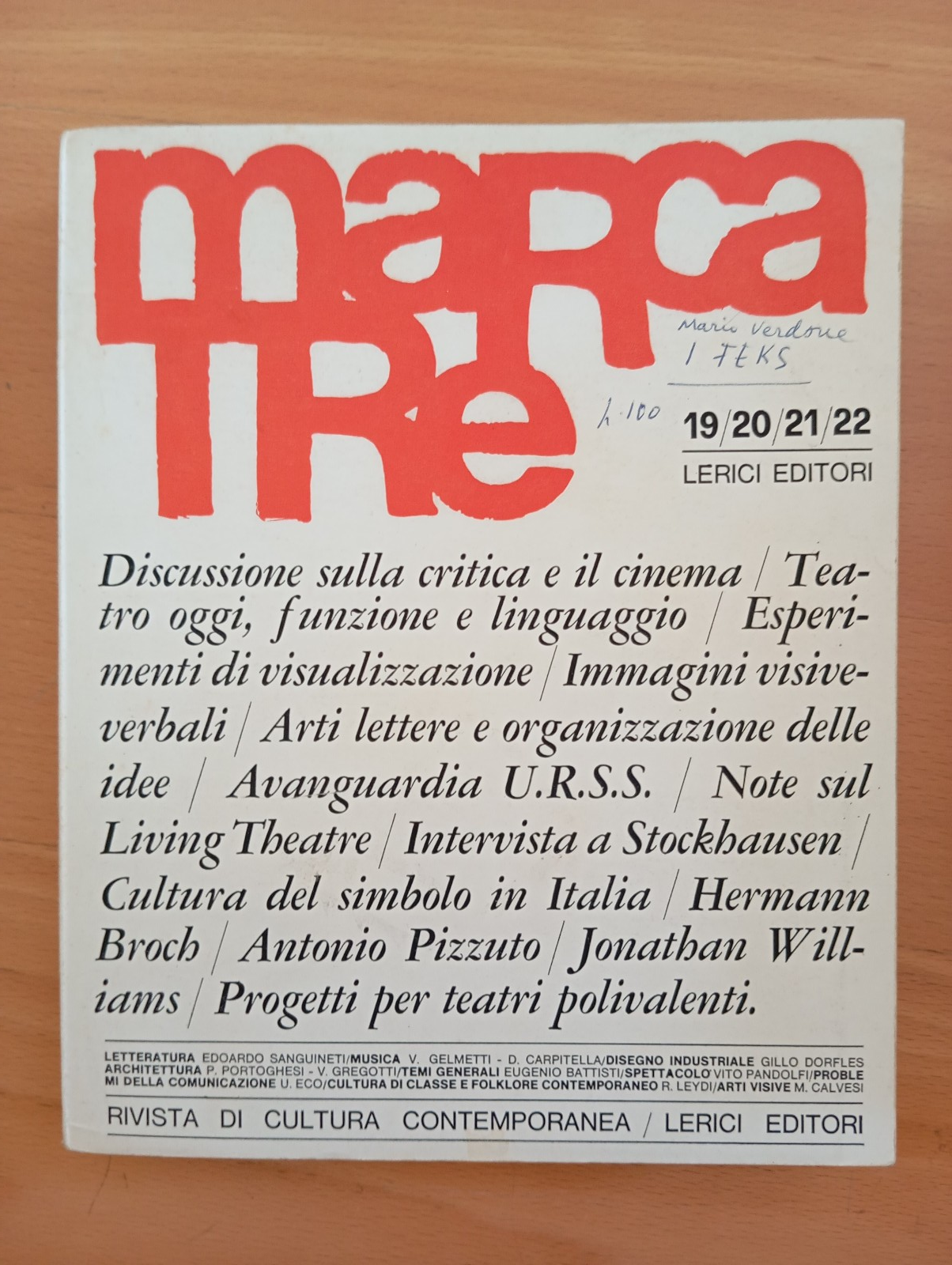 Marcatrè. Notiziario di cultura contemporanea, 19 29 21 22, Lerici …