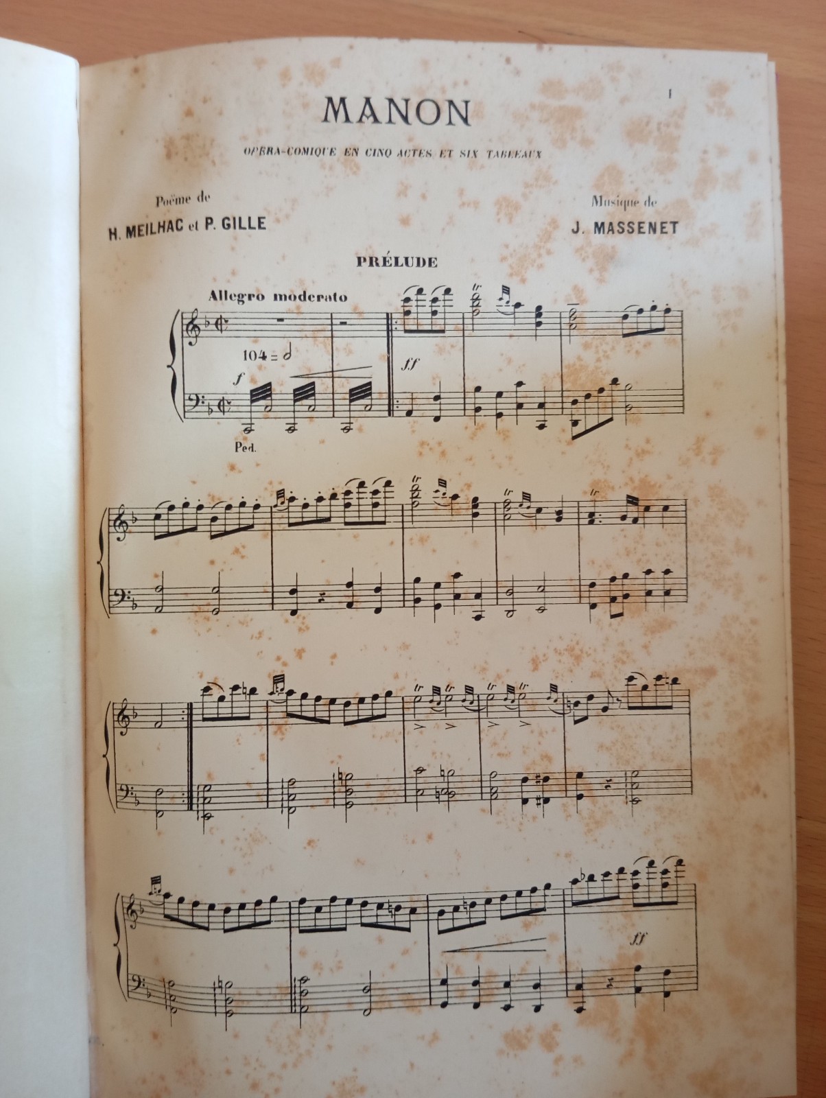 Massenet, Manon, spartito pianoforte, rllegato, 1925?
