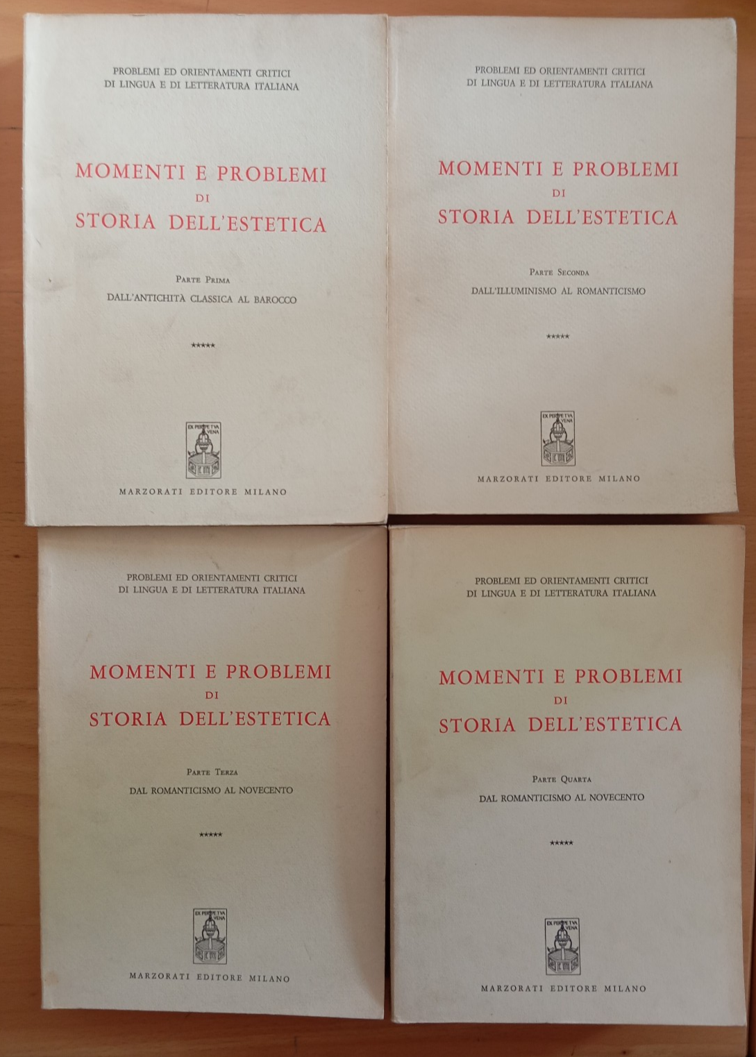 Momenti e problemi di storia dell'estetica, quattro volumi 4, Marzorati, …