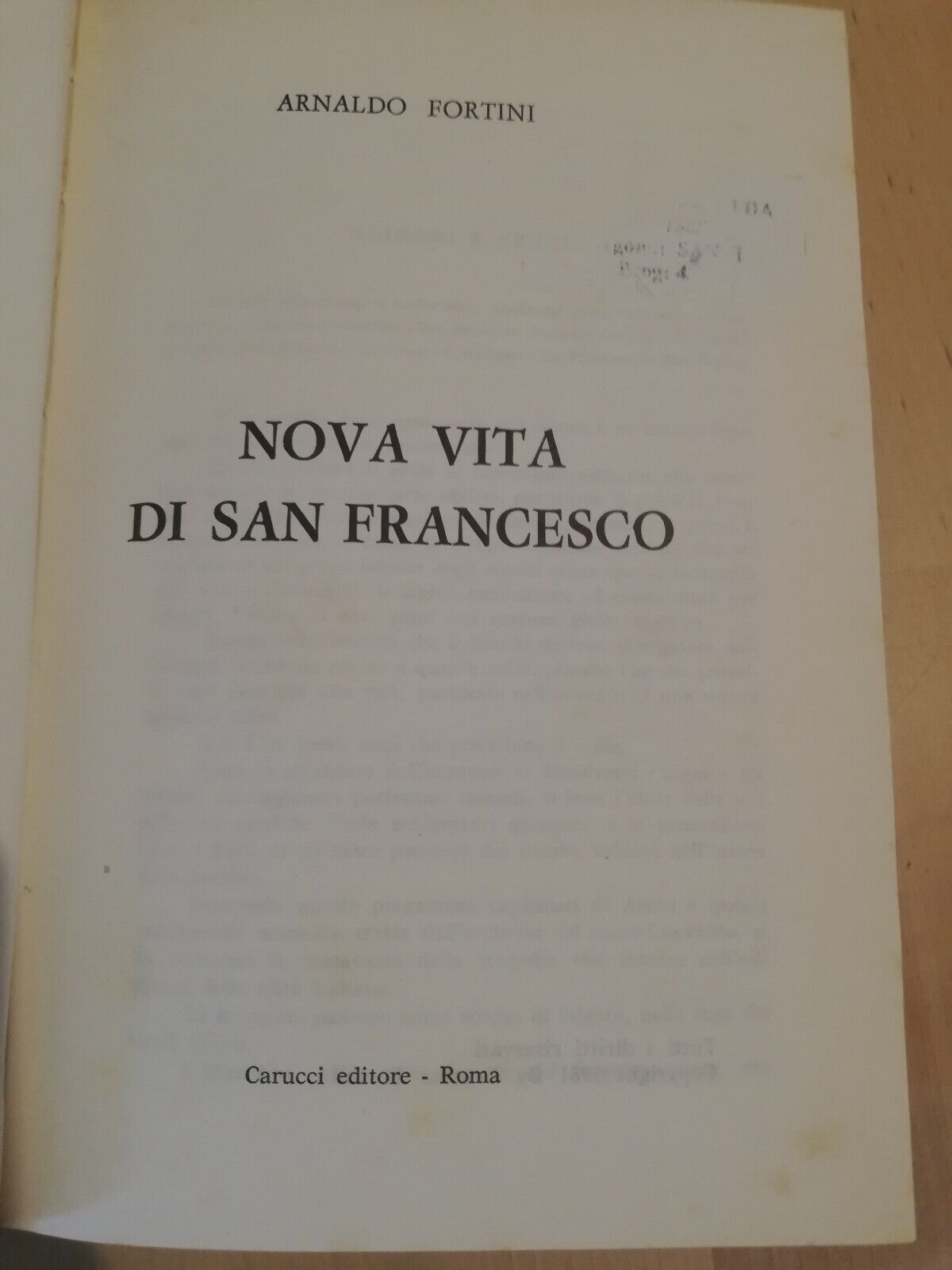 Nova vita di San Francesco, Arnaldo Fortini, Carucci, 1981