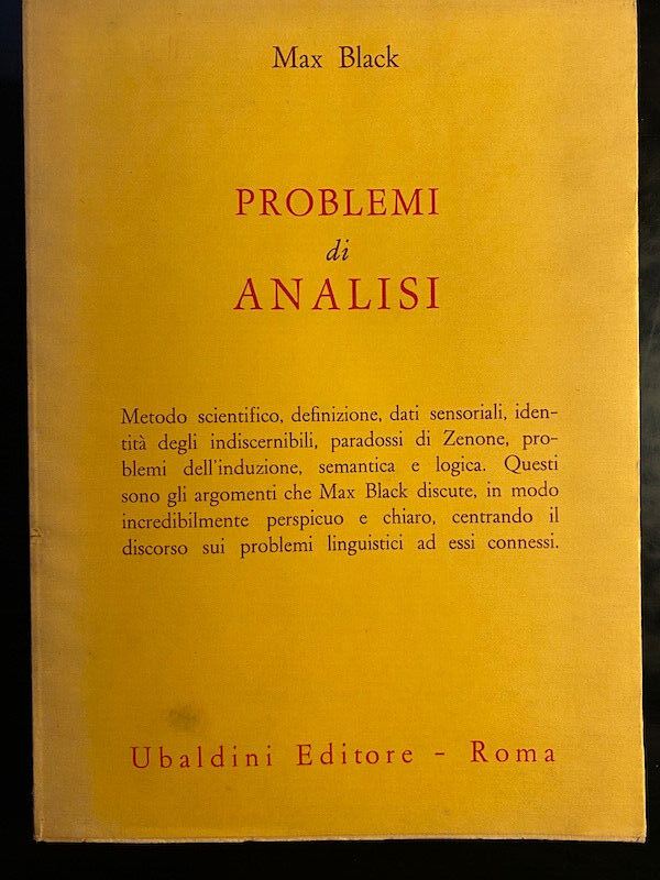 Problemi di analisi, Max Black, 1968, Ubaldini