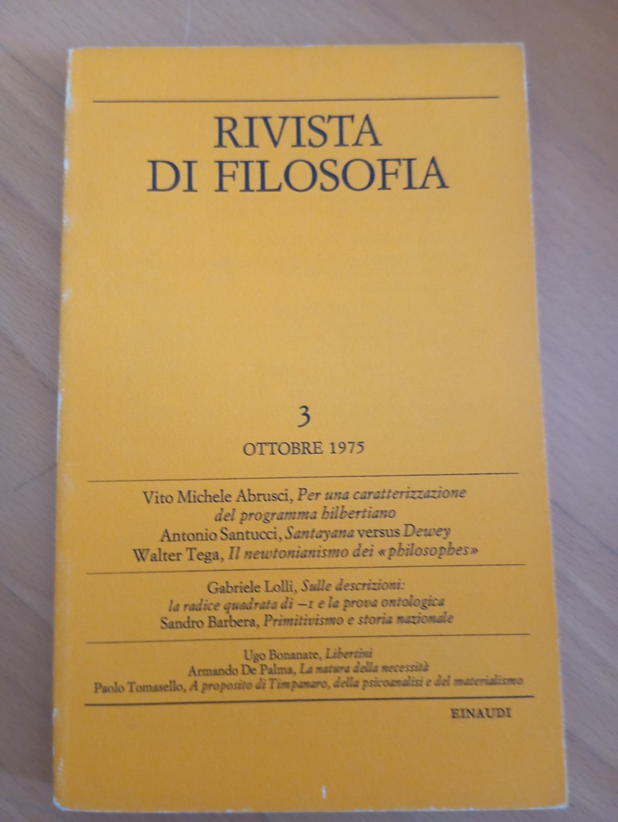 Rivista di filosofia, 3, ottobre 1975, Einaudi