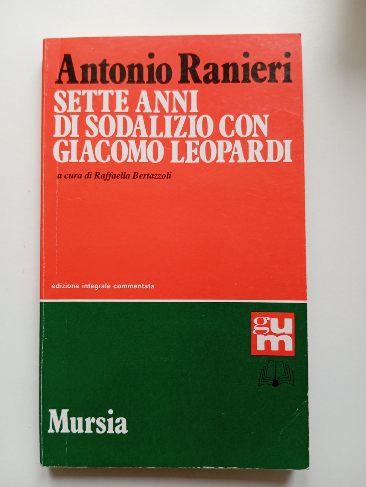 Sette anni di sodalizio con Giacomo Leopardi, Antonio Ranieri, Mursia, …