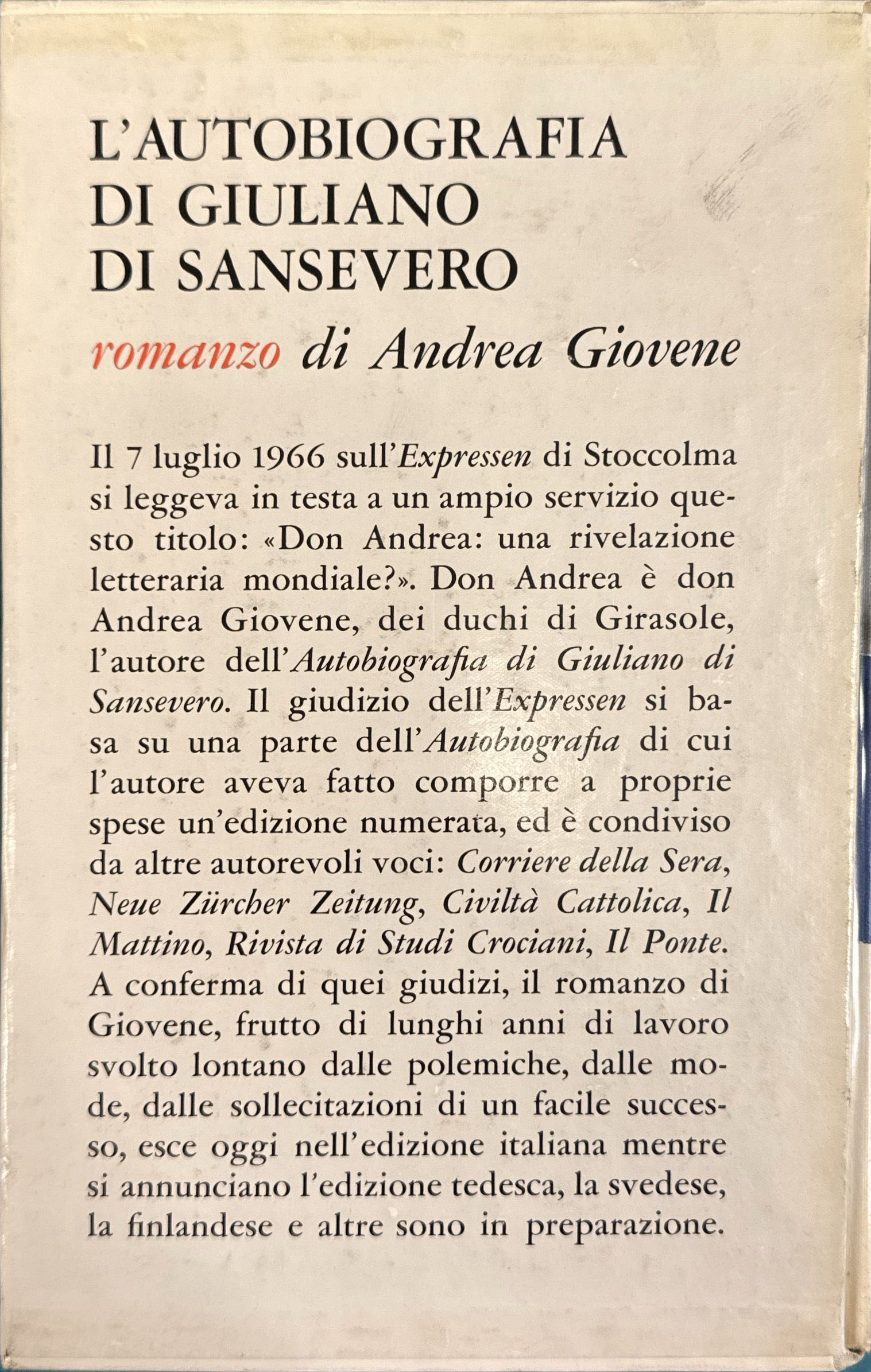 L'autobiografia di Giuliano di Sansevero
