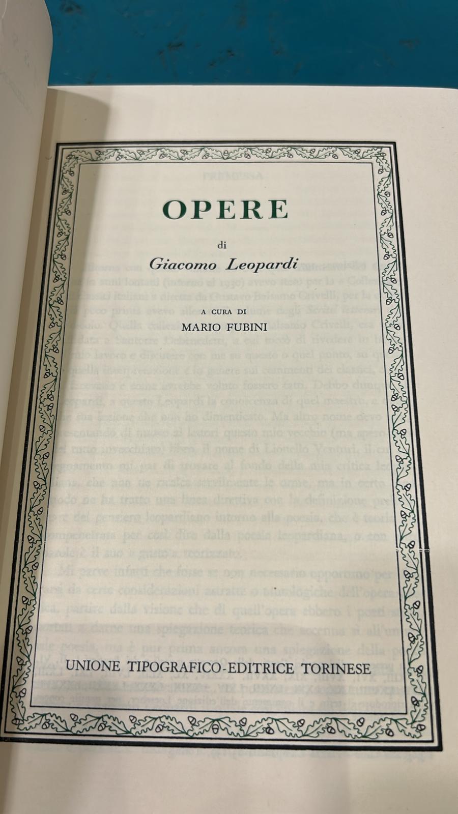 Opere [Canti ; Operette morali ; Paralipomeni della Batracomiomachia ; …