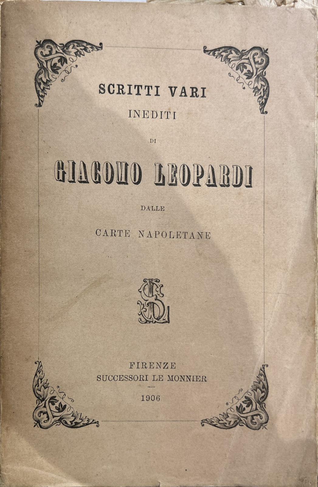 Scritti vari inediti fi Giacomo Leopardi dalle carte napoletane