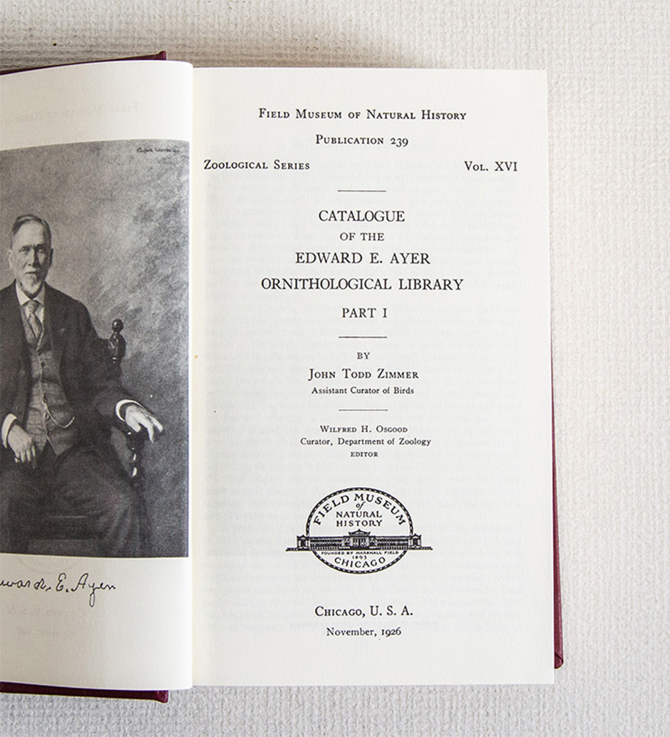 Catalogue of the Edward E. Ayer Ornithological Library Part. I