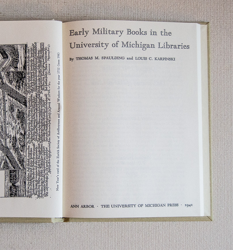 Early Military Books in the University of Michigan Libraries.