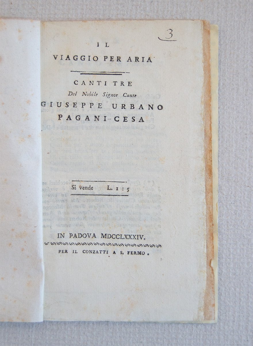 Il viaggio per aria. Canti tre.